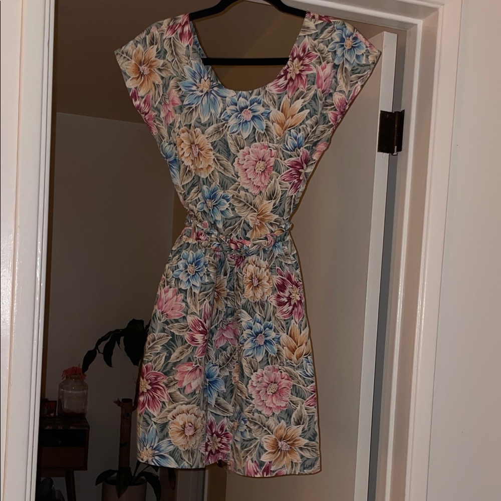 Reyn Spooner Floral Mini Dress in Pink, Blue, and Cream